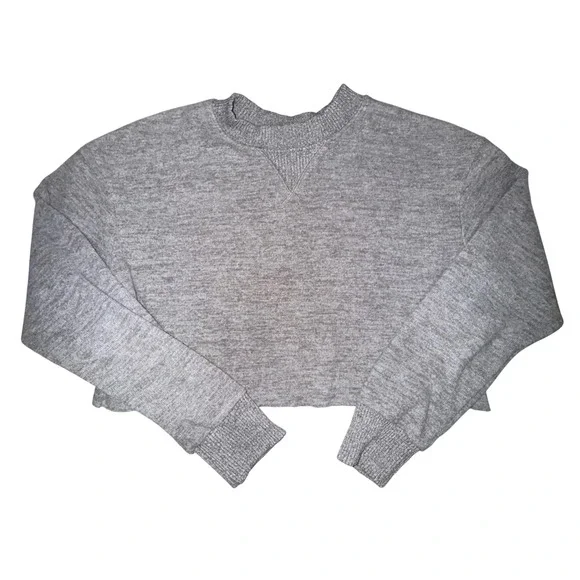 ZARA Knit 2pc Skirt Set Womens S Gray Cropped Sweater Midi Skirt Minimalist - Picture 3 of 10